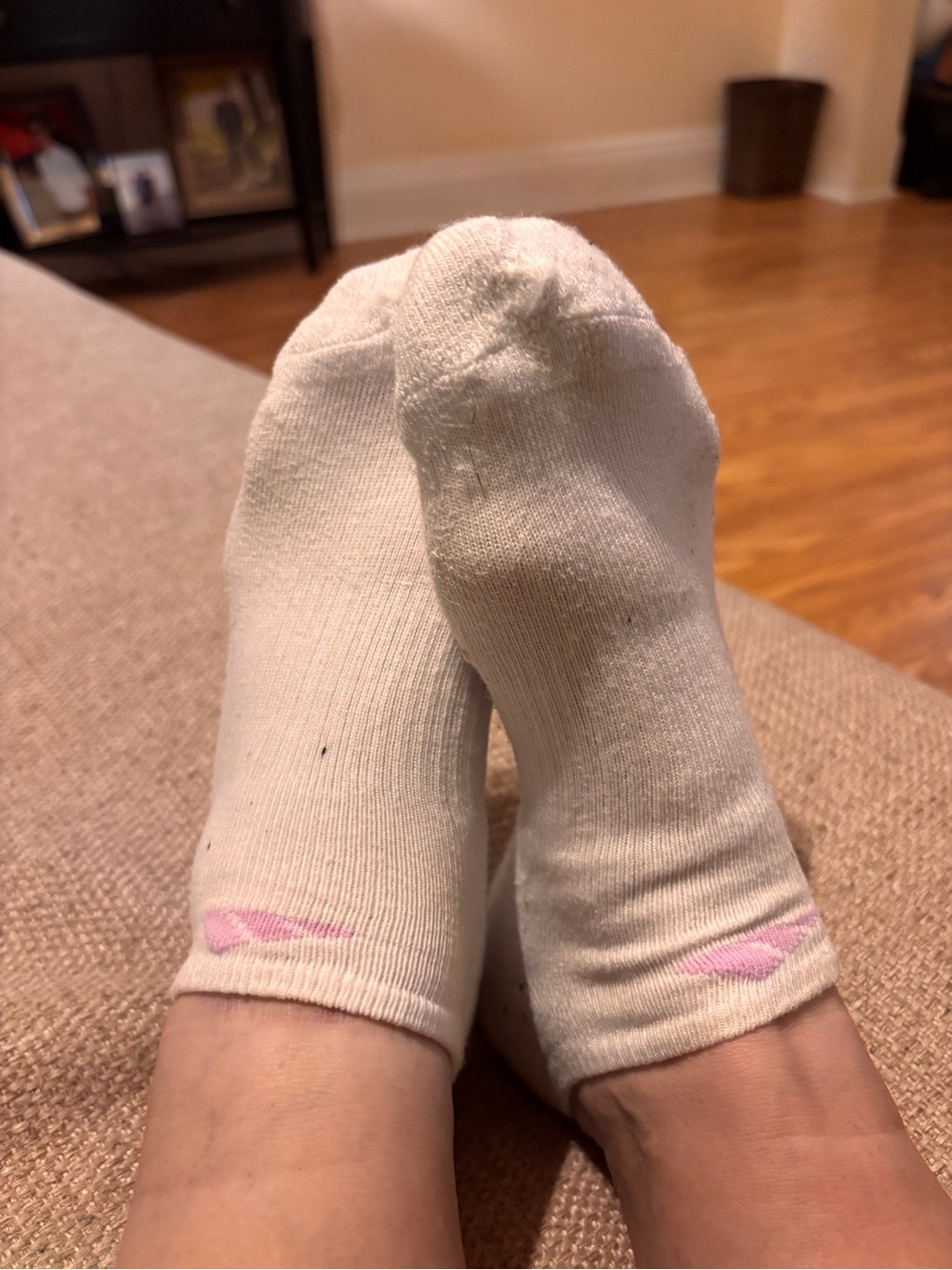 Well Worn Adidas Lavender Logo Ankle Socks - Picture 2 of 7